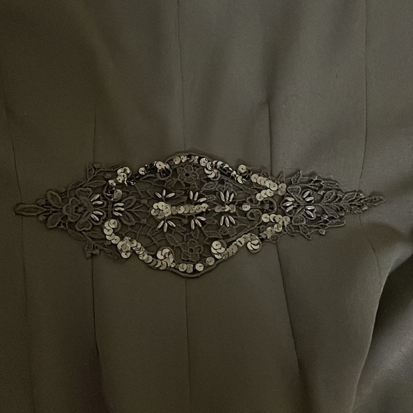 VINTAGE LIZ CLAIBORNE Crepe Black Fitted Collarless Blazer Sequin Lace 6Petite - Picture 12 of 16